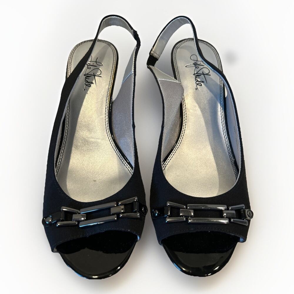 LIFESTRIDE IVY BLACK FABRIC DRESS PUMPS 8.5 wide
